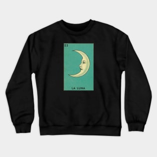 Vintage Crescent Moon with Face on Green Crewneck Sweatshirt